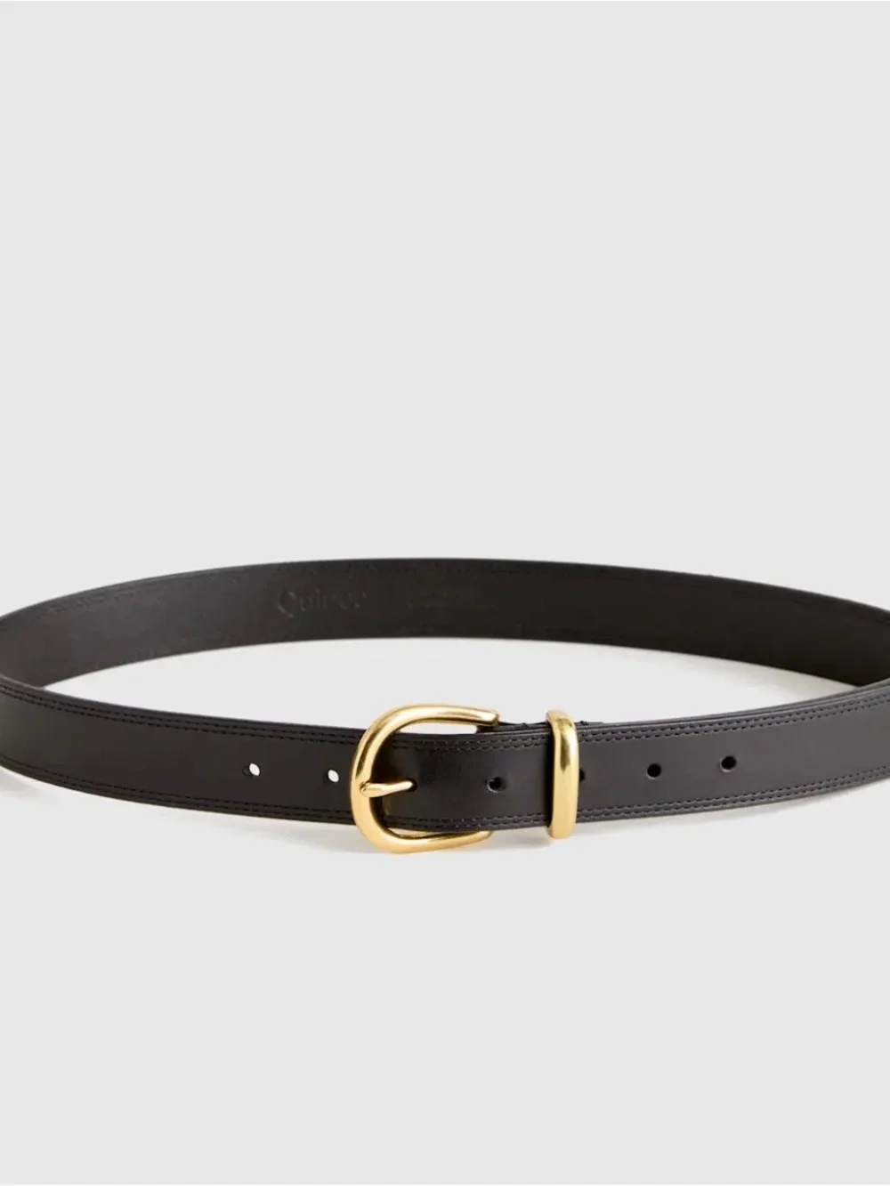Quince Black Leather Belt with Gold Buckle Like new XS